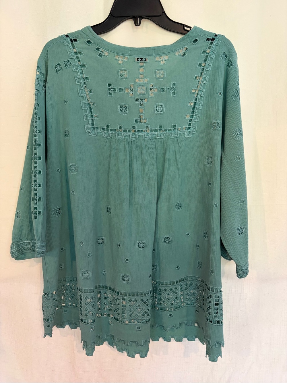 Roaman's Teal Embroidered Boho Tunic - Picture 2 of 4